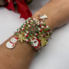 These Christmas stretchy seed bead bracelets are handcrafted personally for me, Derlis. You can pick your size bracelet. Choose your favorite charm/style or without charm, mix and match and create your own stack. Perfect Christmas gift for both kids and adults alike. Also, fun to combine with your Ugly Christmas Sweater, to wear everyday during Christmas season or at Christmas parties with family and friends. It is very important that you measure your wrist before placing your order to find your Seed Bead Christmas Bracelets, Reindeer Christmas Tree, Christmas Tree Angel, Tree Angel, Christmas Bracelet, Reindeer Christmas, Christmas Charms, Christmas Parties, Bead Bracelets