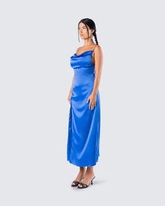 Need a formal dress for unexpected nights out? 🤔 This silky satin dress with have you looking like you've been fitted by the gods 🦋 Silky Satin Dress, Satin Midi Dress, Satin Dress, Satin Dresses, You've Been, Formal Dress, Night Out, Midi Dress, Satin