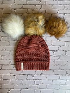 This adorable beanie is a collaboration of different stitches to give it a unique look. The design in made in house so you are getting a trendy beanie that will stand out in a crowd.  It's so soft, cozy, and stretchy. The best thing about this beanie is the low maintenance involved in caring for this beanie, just toss it in the washer and dryer.  You get to pick a color, a size and a pompom. You are basically designing and creating your very own beanie.  Once you have selected everything, I will Trendy Warm Crochet Beanie Hat, Cute Brown Winter Beanie, Playful Brown Winter Hat, Trendy Warm Brown Beanie, Cute One Size Beanie Bonnet, Cute Warm Beanie One Size, Winter Crochet Cotton Beanie, Whimsical Knitted Winter Beanie, Trendy Warm Crochet Hat, One Size Fits Most