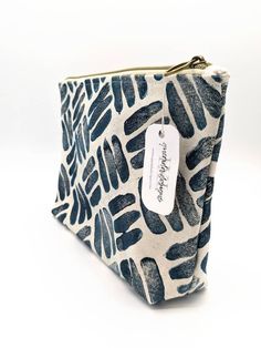 Abstract Geometric 3-Line Indigo Printed Double Zip Pouch – Querida Designs Everyday Rectangular Pouch With Zipper, Zipper Pouch Pencil Case For Everyday Use, Blue Zipper Pouch, Everyday Rectangular Pencil Case With Zipper, Everyday Blue Zipper Pouch, Everyday Blue Pouch With Zipper, Blue Zipper Pouch Cosmetic Bag For Everyday Use, Versatile Rectangular Cosmetic Bag With Zipper Pocket, Versatile Cosmetic Bag With Zipper Pocket