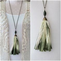 This tassel necklace is made from Sari Silk ribbon. What I love about the Sari Silk ribbon that I used here is that it made from silk scraps that poor women in India gather from factory floors. They then sew them together to sell to support their families. There is a gemstone on the top of the tassel. This necklace comes on a 30 brass inch chain (if you would like a shorter or longer chain just make a note on your order. I will replace it for you). This necklace comes packaged in an organza gift Silk Tassel Necklace, Black Heart Earrings, Sari Silk Ribbon, Women In India, Baroque Pearl Necklace, Sari Silk, Organza Gift Bags, How To Make Notes, Silk Ribbon