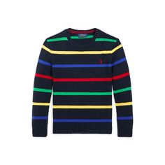 This chunky-knit sweater is made with combed cotton yarns and washed for enhanced softness. Colorful stripes and our iconic embroidered Pony give it a signature Polo look. Boy Outerwear, Knitwear Men, Chunky Knits Sweater, Outerwear Sweater, Cotton Sweater, Chunky Knit, Combed Cotton, Cotton Yarn, Kids Boys