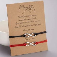 3/$25 Friendship Bracelets Red Black Quote Card / Relationship / Pinky Swear / I Promise No Matter Where We Go No Matter What We Do You’ll Always Be There For Me And All Always Be There For You One For You One For Me Stretch Eternity Symbol Bracelet Red / Black Pinky Swear / Promise / Friendship / Relationship/ Mother Daughter / Unisex / Any Age / Gift / Present / Distance / Graduation / Birthday / Costume Jewelry Casual Black Friendship Bracelets For Valentine's Day, Casual Jewelry For Best Friend Gift, Casual Black Bracelets For Valentine's Day, Casual Black Jewelry For Valentine's Day, Casual Black Jewelry For Best Friend Gift, Casual Black Jewelry For Mother's Day, Friendship Relationship, Black Quote, Pandora Flower