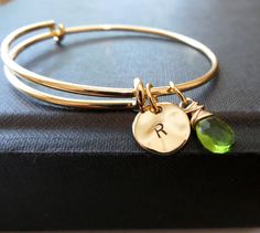 Initial birthstone bangle bracelet, personalized gold bangle, multiple initial bracelet, personalize Gold Bracelet Simple, Engraved Bangle, Valentine Gifts For Girlfriend, Bracelet Initial, Adjustable Bangle Bracelet, Bangles Jewelry Designs, Personalized Bridesmaid Gifts, Initial Bracelet, Amethyst Bracelet