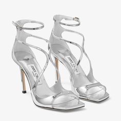 AZIA 95 | Sandali in pelle effetto metallizzato liquido argento | Nuova collezione | JIMMY CHOO Jimmy Choo Heels, Liquid Metal, Leather Heels Sandals, Leather Lingerie, Silver Sandals, Ballet Pumps, Silver Heels, Dolce E Gabbana, Boot Pumps