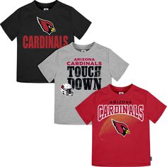 3-Pack Infants & Toddler Boys Cardinals Short Sleeve Tees Game Day Football Season Tops With Logo Print, Football Season Game Day Logo Print Tops, Soft-washed Fan Apparel T-shirt For Game Day, Soft-washed Tops For Game Day Fan Apparel, Cool Games, Football Spirit, Baby Size Chart, Cotton Sleepwear, Stylish Sweaters