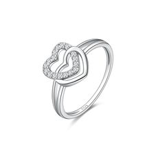 Type: Engagement Ring Material: 925 Sterling Silver Stone: Cubic Zirconia Weight: 1.80g Inner Diameter:1.65-1.81cm Color: Silver Item: Sold As 1 Piece Double Heart Cubic Zirconia Rings With Diamond Accents, White Gold Cubic Zirconia Double Heart Rings, Valentine's Day Double Heart Cubic Zirconia Rings, Silver Heart-shaped Cubic Zirconia Ring, Sterling Silver Diamond Ring For Valentine's Day, Valentine's Day Round Sterling Silver Diamond Ring, Brilliant Cut Sterling Silver Heart Ring, Silver Diamond Rings With Open Heart Design, Girlfriend Jewelry