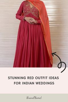 Elegant red bridal outfit with intricate embroidery, perfect for Indian weddings. Red Outfit Ideas, Indian Weddings, Red Outfit, Indian Wedding