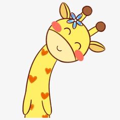 a cartoon giraffe with hearts on its nose