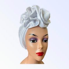 White Turban, Cotton Turban, Turban Cap, Headpiece Accessories, Head Tie, Raw Silk Fabric, Hair Frizz, Head Ties, Double Bow