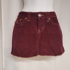 Aeropostale Size 1/2 Mini Skirt In Burgundy Corduroy. Tan Topstitching. 5 Pockets. Tan Aesthetic, Overall Skirt Denim, Fall Skirt, Grey Mini Skirt, Corduroy Mini Skirt, Overall Skirt, Tan Skirt, Sublimation Ideas, Red Mini Skirt