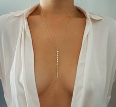 14k Gold Filled WHITE TOPAZ Oval Coin Line Dainty Body Chain Latina Jewelry, Gold Body Chain, Gold Topaz, Gold Bodies, Belly Chain, Halter Tops, Body Chain Jewelry, Chain Gold, Body Jewellery