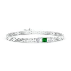 Let your wrist do the talking with this 14k white gold square emerald rectangle link bracelet. The bezel-set rich green gem is flanked by bar-set baguette diamonds. This sophisticated emerald and diamond bracelet exudes a sleek and modern look. Green Gem, Emerald Bracelet, Baguette Diamonds, Green Gems, Rich Green, Green Diamond, Fine Jewelry Bracelets, Bar Bracelets, Baguette Diamond