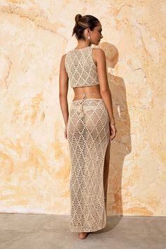 Flook The Label Nima Set Caramel – COSMOPOLITAN SUN SHOP The Endless Summer, Crochet Beach Dress, Knitwear Style, One Piece Clothing, Crochet Skirt, Flowing Skirt, Endless Summer, Knitted Tank Top, Knit Skirt