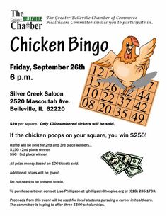 a flyer for the chicken bingo event