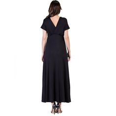 A formal look has never been so comfortable. With its regal full-length skirt this womens maxi dress makes for an elegant formal or casual look. Featuring a v-neck line and v cut on the back, cap sleeves, flared a line skirt, defined empire waist, and is made from a soft and comfortable stretch material in four beautiful year round colors and it is machine washable for easy care. The perfect dress to keep in your closet for any special occasions or just an eye-catching date night look. Made in t Solid A-line Maxi Dress For Evening, Elegant Floor-length Maxi Dress With Flattering Silhouette, Formal Spring Floor-length V-neck Dress, Formal Floor-length V-neck Dress For Spring, Elegant Solid Color Empire Waist Maxi Dress, Spring Elegant Full-length Maxi Dress, Elegant Solid Empire Waist Maxi Dress, Summer Full Length Maxi Dress For Formal Events, Summer Formal Full-length Maxi Dress