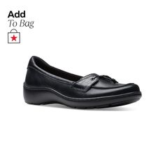 in stock Clarks Women's, Tie Top, Womens Flats, Leather Upper, Pick Up, Shoe Accessories, Black Leather, In Store, Buy Online