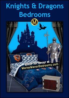 knights and dragon's bedroom is featured in this ad for maries manor bedding