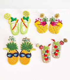 Product Details #Mojito Length: 5 inch Width: 1 1/4 inch Quantity: two pieces / one pair #Pina Colada Length: 3 inch Width: 1 inch Quantity: two pieces / one pair #Sunglasses Pineapple Length: 3 1/2 inch Width: 2 inch Quantity: two pieces / one pair #Strawberry Mojito Length: 3-inch Width: 1 1/2 inch Quantity: two pieces / one pair ❤️Buy Any 5 Items and get extra 15% off at check out❤️ ✨✨ Code: BUY5OFF15 ✨✨ 🚛 Purchase any items over $35 and get free shipping🚛 All items are ready to ship within 48 hours (excluding weekends and holidays) The item is packaged ready to gift in a jewelry box Mojito Party, Ranch Water, Strawberry Mojito, Cocktail Earrings, Pineapple Earrings, Pineapple Fruit, Earrings Summer, Summer Earrings, Holiday Ready