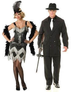 couples halloween costumes Estilo Charleston, Fancy Dress Ideas, Gangster Costumes, Funny Couple Costumes, Best Couples Costumes, Clever Halloween, Casino Dress, Clever Halloween Costumes, Casino Outfit