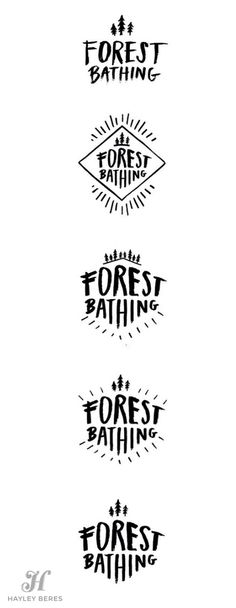 four different types of logos with the words forest bathing, forest bathing and forest bathing