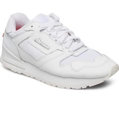 Leather/Textile/Synthetic Sole Material Leather Outer Material Leather Closure Type Lace-Up. Ellesse Trainers. Model: 147 Lthr Af Colour: White Manufacturer Colour: White/White. Style: 6-10406 Upper Material: Leather/Textile Synthetic Sole Extremely Comfortable To Wear. Logo On Tongue. Rubberised Logo On The Side. White Leather Running Shoes With Rubber Sole, White Leather Running Shoes With Round Toe, White Leather Lace-up Running Shoes, White Leather Running Shoes With Textured Sole, White Slip-on Running Shoes With Textured Sole, White Sneakers With Ortholite Insole For Streetwear, Classic White Leather Running Shoes, White Synthetic Running Shoes With Translucent Outsole, White Running Shoes With Textured Sole For Spring