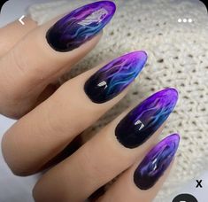 White And Color Nails, 90s Aesthetic Nails, Easy Nail Polish Ideas, Nail Art Long Nails, Easy Nail Polish, Nails 90s, Nail Polish Ideas, Witchy Nails, Purple Nail Art