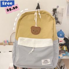 TAVIMART - Women Korean Harajuku Students Backpack Simple Contrast Color Patchwork Casual Backpacks Kawaii All Match Girls Y2k Schoolbags Size:30*42*12CM "Size mearsured by ourselves, sometimes has some errors, but always within 3cm." Harajuku Style Backpack For Everyday Use, Everyday Harajuku Rectangular Backpack, Everyday Harajuku Style Rectangular Backpack, Kawaii Backpack For Everyday And Back To School, Casual Yellow Backpack For Students, Kawaii Rectangular Backpack For Daily Use, Kawaii Satchel Backpack For Everyday Use, Kawaii Backpack For Daily Use And Back To School, Everyday Kawaii Backpack