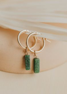 gemma hoop charm stone african jade Backdrops Necklace, Zodiac Rings, Ear Party, Hoop Charms, Green Jade, Jewelry Case, Jade Green, Earring Backs, 14kt Gold