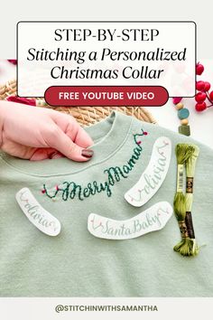 someone is stitching a personalized christmas sweater