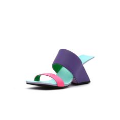 Adorn your feet with the colorful art-inspired style of these modern open-heel slides from the most signature design from jady rose. 3.14'' heel Slip-on Genuine leather upper Leather lining Rubber sole Shipping note: Custom made-to-order, extra 3 days for shipping. Casual Pumps, Toe Slippers, Spring Sandals, Slides Women, Open Toed Heels, Leather Slide Sandals, Genuine Leather Shoes, Leather Shoes Woman, Women Sandals