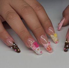 21st Birthday Nails Ideas, 22 Nails Birthday, 22 Birthday Nails, 2023 Birthday Cake, Candy Nails Designs, Birthday Cake Nails, Dessert Nails, Cake Nails, 21st Birthday Nails