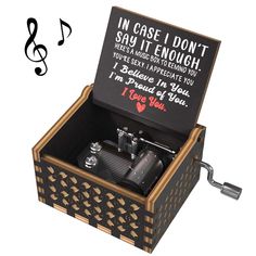 an open music box with musical notes on the lid and in case i don't say it enough