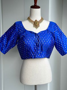 royal blue blouse with gold buti size 38-42 Blue Bollywood Formal Blouse Piece, Blue Bollywood Style Formal Blouse Piece, Blue Bollywood Blouse For Formal Occasions, Elegant Blue Tops For Festivals, Festive Long Sleeve Blue Blouse, Royal Blue Elegant Festive Blouse Piece, Blue Long Sleeve Blouse Piece With Zari Work, Blue Long Sleeve Blouse With Zari Work, Blue Padded Blouse For Festivals