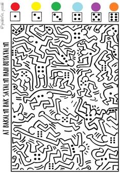 a coloring page with numbers and shapes