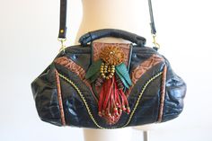 SUCH A SHOWSTOPPER! So Unique Truly One Of a kind vintage Oversized BagGreat Condition15. 5” W 8"TallLuxury Vintage Real Leather Vintage Leather Handbag, Leather Handbag, Vintage Leather, Evening Bags, Real Leather, Leather Handbags, Bucket Bag, Duffle Bag, Satchel