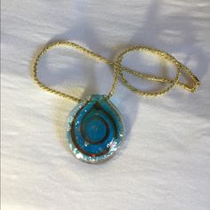 Nwot Murano Glass Necklace With Sterling Silver Clasp. From Italy. Pendant Measures 2 Inches By 2 1/4 Inches. Real Gold Foil Inside The Pendant. Total Length Is 12 Inches. Blue Round Pendant Necklace For Party, Turquoise Glass Necklaces For Party, Turquoise Glass Necklace For Party, Turquoise Glass Party Necklace, Blue Round Glass Necklaces, Blue Glass Round Necklaces, Murano Glass Necklaces, Glass Necklace, Murano Glass