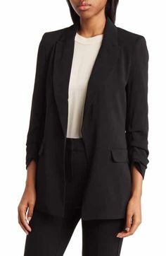 BY DESIGN Andrea Solid Open Cardigan | Nordstromrack V-neck Office Outerwear With Pockets, V-neck Outerwear With Pockets For Office, Casual Open Front Blazer For Work, Winter V-neck Blazer With Pockets, Notch Lapel Cardigan For Workwear In Fall, Fitted Cardigan With Pockets And Lapel Collar, Formal Fall Outerwear With Relaxed Fit, Fall Cardigan With Notch Lapel For Workwear, Open Front Blazer For Workwear In Fall