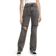 Women's Distressed Ripped 90's High Rise Boyfriend Denim Jeans, Overnight, Size 27 Edgy High Rise Rigid Denim Jeans, Edgy High Rise Jeans For Streetwear, Edgy High-rise Jeans For Streetwear, Washed Black Jeans For Streetwear, Trendy Distressed Cutoff Jeans, 90s Ripped Bottoms For Streetwear, Urban High Rise Jeans With Frayed Hem, Ripped Y2k Jeans For Fall, Edgy Washed Straight Leg Jeans