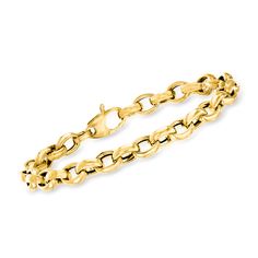 Ross-Simons - Italian 14kt Yellow Gold Cable-Link Bracelet. 7". Crafted in Italy, this 14kt yellow gold cable-link bracelet is the everyday accessory your collection needs. Showing off a polished finish, the dimensional design provides that just-right gleam to any look, day or night. 1/4" wide. 6mm cable chain. Lobster clasp, 14kt gold cable-link bracelet. Classic Charm Bracelet With Cable Chain, Classic Yellow Gold Charm Bracelet With Cable Chain, Classic 14k Gold Bracelet With Rolo Chain, Classic Yellow Gold Charm Bracelet, Classic Yellow Gold Charm Bracelet For Everyday, Classic Gold Chain Bracelet For Anniversary, No Buy, Jewelry Presentation, Gold Link Necklace