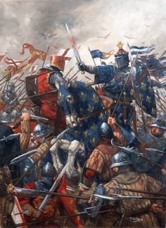 Battle of Agincourt, Hundred Years War. By Ugo Pinson http://ugopinson.blogspot.com/p/galerie_11.html Historic Illustration, Spanish Empire, العصور الوسطى, Historical Artwork, 다크 판타지