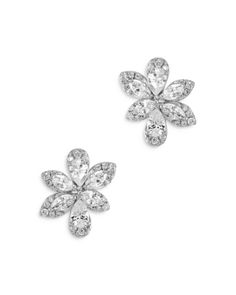 Bloomingdale's Marquis, Pear & Round Cut Diamond Flower Stud Earrings in 14K White Gold, 1.0 ct. t.w. - 100% Exclusive Diamond Flower Earrings, Diamond Danglers, Western Jewellery, Fine Jewelry Earrings, Gold Jewellry, Luxury Earrings, Flower Stud Earrings, Flower Stud, Western Jewelry