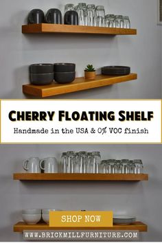 cherry floating shelf, floating shelf, floating shelves, floating shelves for books, rustic shelf, rustic wall shelf, rustic industrial shelf, kitchen shelf, wall mount shelf, floating bookcases Floating Shelves For Books, Shelves For Books, Wall Mount Shelf, Industrial Shelf, Shelves Floating