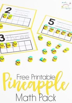 the free printable pineapple math pack for kids to practice numbers and counting skills