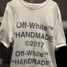 Rare Find From Complexcon 2017 Event, Very Limited Tee Were Available. Each Of Them Was Handprinted By Virgil Abloh Size L Champion Brand Tee Worn Good Condition Champion Brand, Virgil Abloh, Hand Print, White Shirts, Color White, Tee Shirts, Mens Shirts, Off White, Man Shop