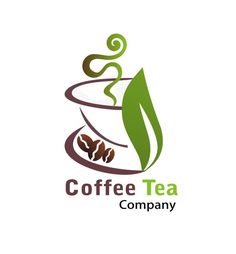 the logo for coffee tea company is designed to look like a cup with leaves in it