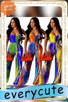 Print Halter Backless Bandage Straight Jumpsuits 1 Million, Jumpsuit