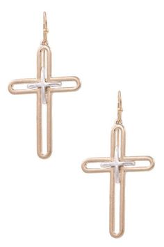 Nickel-free Gold Cross Earrings, Gold Nickel-free Cross Earrings, Gold Cross-shaped Pierced Earrings, First Earrings, First Things First, Gold Cross, Silver Cross, Final Sale, Silver