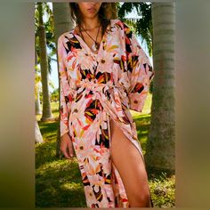 New! Can Be A Swimsuit Cover Up As Well As A Dress!! Gorgeous Mix Of Florals. Has Drawstring For A More Flattering Fit! Goes Past Calves. No Flaws/ No Snags. Size- S/M By Billabong. Has Gold Medal Decal On Back Upper Neck Area As Pic Shown. Orange Floral Print Maxi Dress For Beach, Orange Floral Print Beachwear Maxi Dress, Tropical Orange Dress For Day Out, Orange Tropical Print Dress For Day Out, Orange Beachwear Dresses For Brunch, Orange Long Sleeve Maxi Dress For Vacation, Orange Tropical Print Maxi Dress For Vacation, Orange Maxi Dress For Spring Beach Party, Orange Maxi Dress With Tropical Print For Vacation