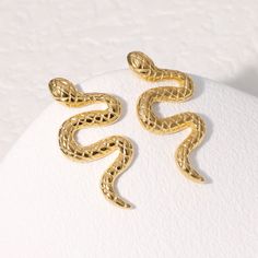 Step up your style game with our stunning Baby Rattler Snake Earrings, available in both gold and silver. Show off your fierce FAMU Rattler Pride with these elegant accessories that are sure to turn heads and make a statement. Gold Snake Shape Jewelry For Parties, Trendy Gold Metal Plug Earrings, Trendy Gold Snake Shaped Jewelry, Snake Shape Earrings For Party, Silver Snake-shaped Party Earrings, Gold Snake Shape Single Earring, Gold Nickel-free Plug Earrings For Party, Trendy Snake-shaped Earrings For Gifts, Best Shopify Themes